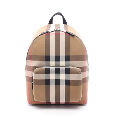 バーバリー BURBERRY JEFF チェック リュックサック バックパック バッグ キャンバス レザー メンズ レディース ベージュ系 / ブラック系 / マルチカラー 8084550 【中古】