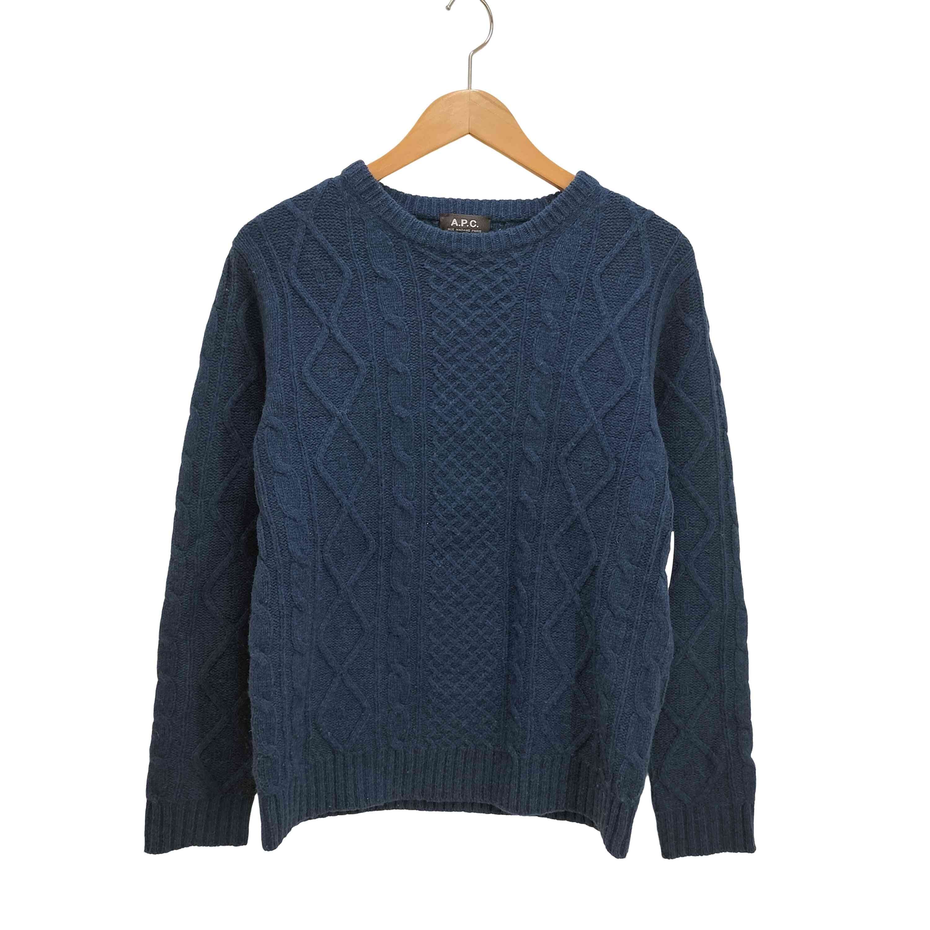 ケーブル編みクルーネックニットセーター【1141473603028】