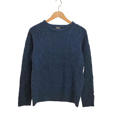 ケーブル編みクルーネックニットセーター【1141473603028】