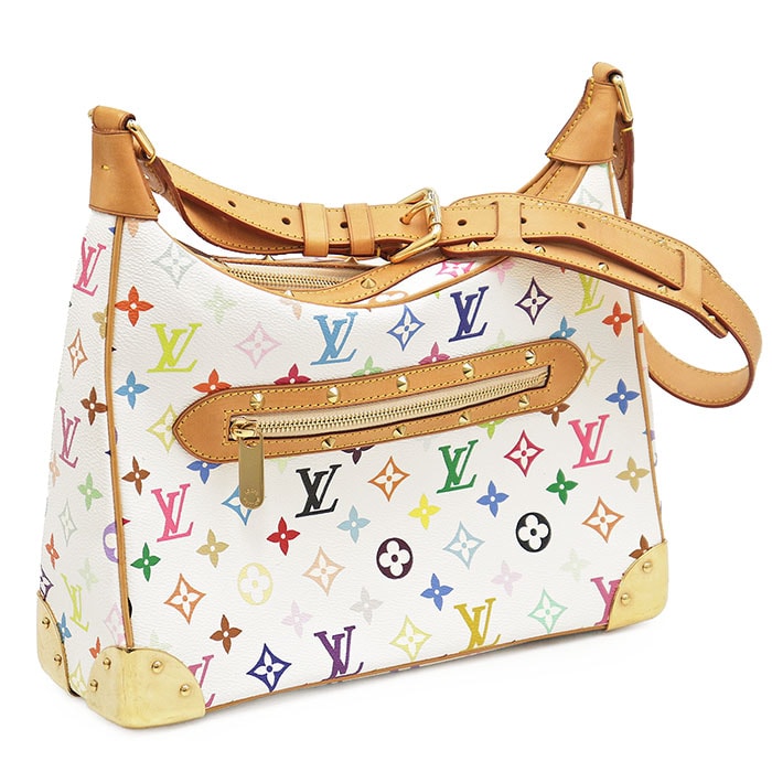LOUIS VUITTON ルイ・ヴィトン ショルダーバッグ ブローニュ レディース LV ロゴ モノグラム レザー スタッズ カバン 鞄 小物 袋付属 ホワイト マルチカラー 白 フランス製