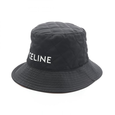 セリーヌ CELINE ナイロンツイル キルティング バケット 帽子 ナイロン メンズ ブラック系 【中古】