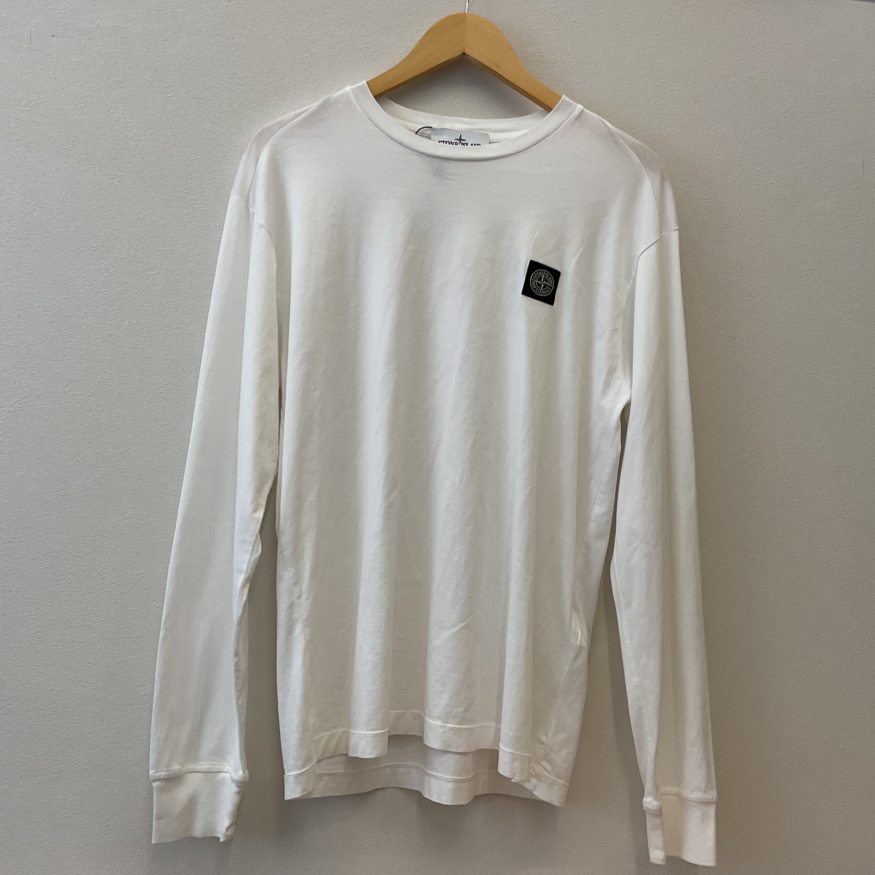 STONE ISLAND 【ストーンアイランド】長袖 Tシャツ ホワイト ワンポイントロゴ L