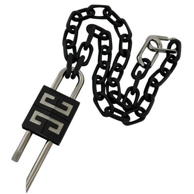 ジバンシィ メンズ 4G パドロック ブラック ペンダント ネックレス 大サイズ