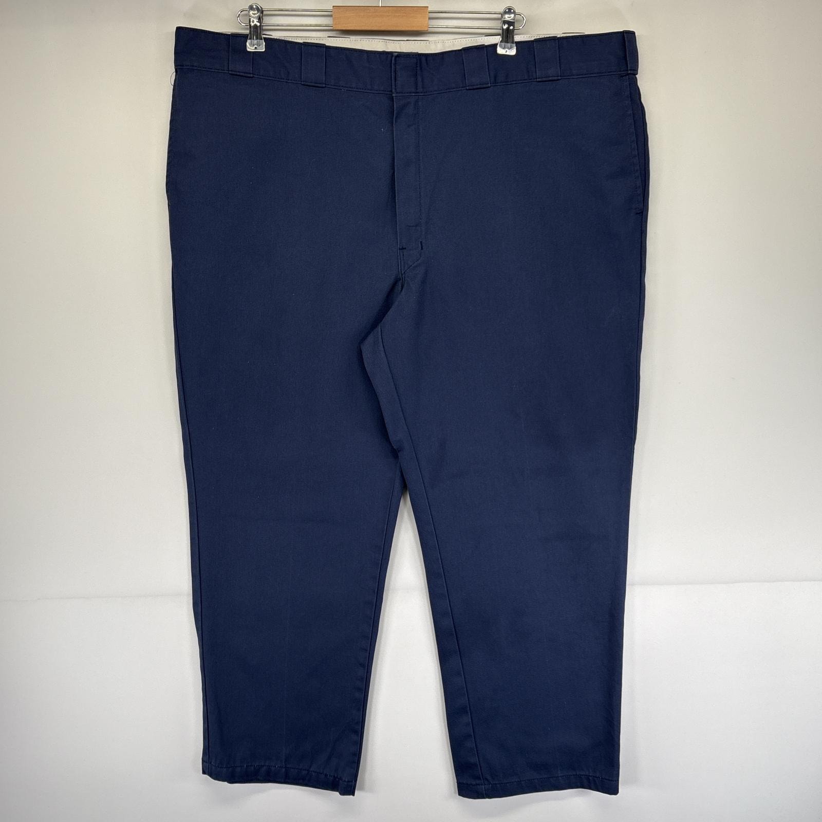 古着 ディッキーズ Dickies ワークパンツ 874 テーパード チノパン ワンポイントロゴ 長ズボン ジッパーフライ ネイビー メンズ
