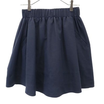 LANVIN en Bleu ランバンオンブルー 日本製 ミニ丈 フレアスカート 38 ネイビー ウエストゴム