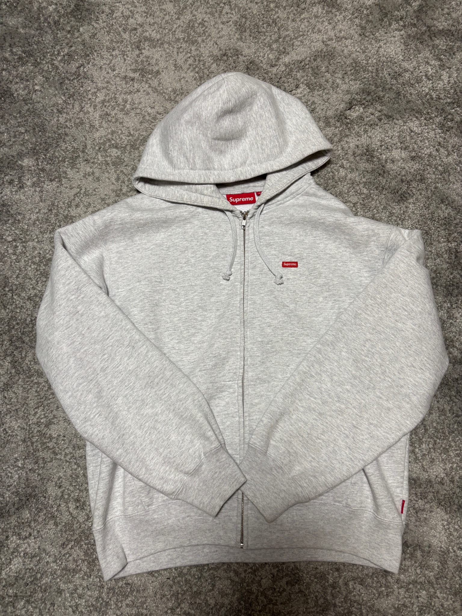 Supreme Small Box Zip Up Hooded Sweatshirt "Ash Grey"