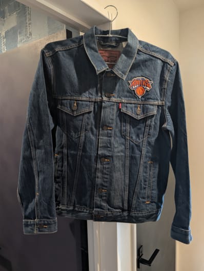 激レア/LEVI'S/リーバイス/NBA/バスケ/Knicks/ニックス/デニムジャケット/Gジャン/Lサイズ/Branson/ブランソン/Wu-Tang Clan/ウータンクラン/Raekwon/レイクウォン/MethodManメソッドマン/RAZ/ラザ