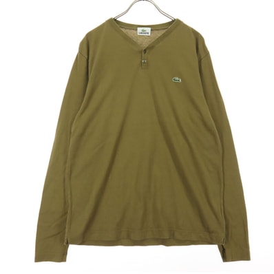 LACOSTE ラコステ 日本製 長袖 Vネック Tシャツ 5 ベージュ系 ロンT