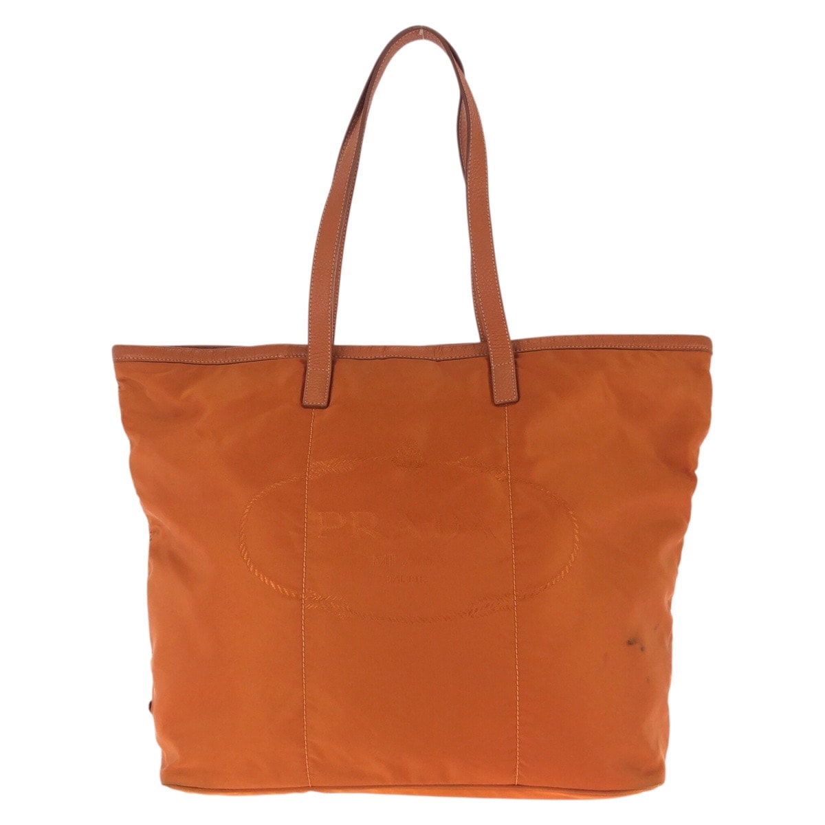 PRADA プラダ テスート ロゴジャガード オレンジ ゴールド金具 ナイロン レザー/ トートバッグ ショルダーバッグ 603775 【中古】