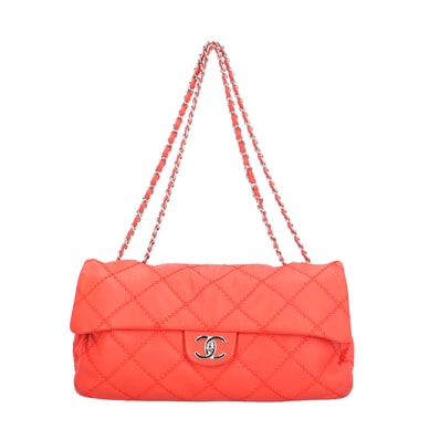 シャネル ウルトラステッチ マトラッセ ショルダーバッグ レザー A50853 レッド レディース CHANEL 中古