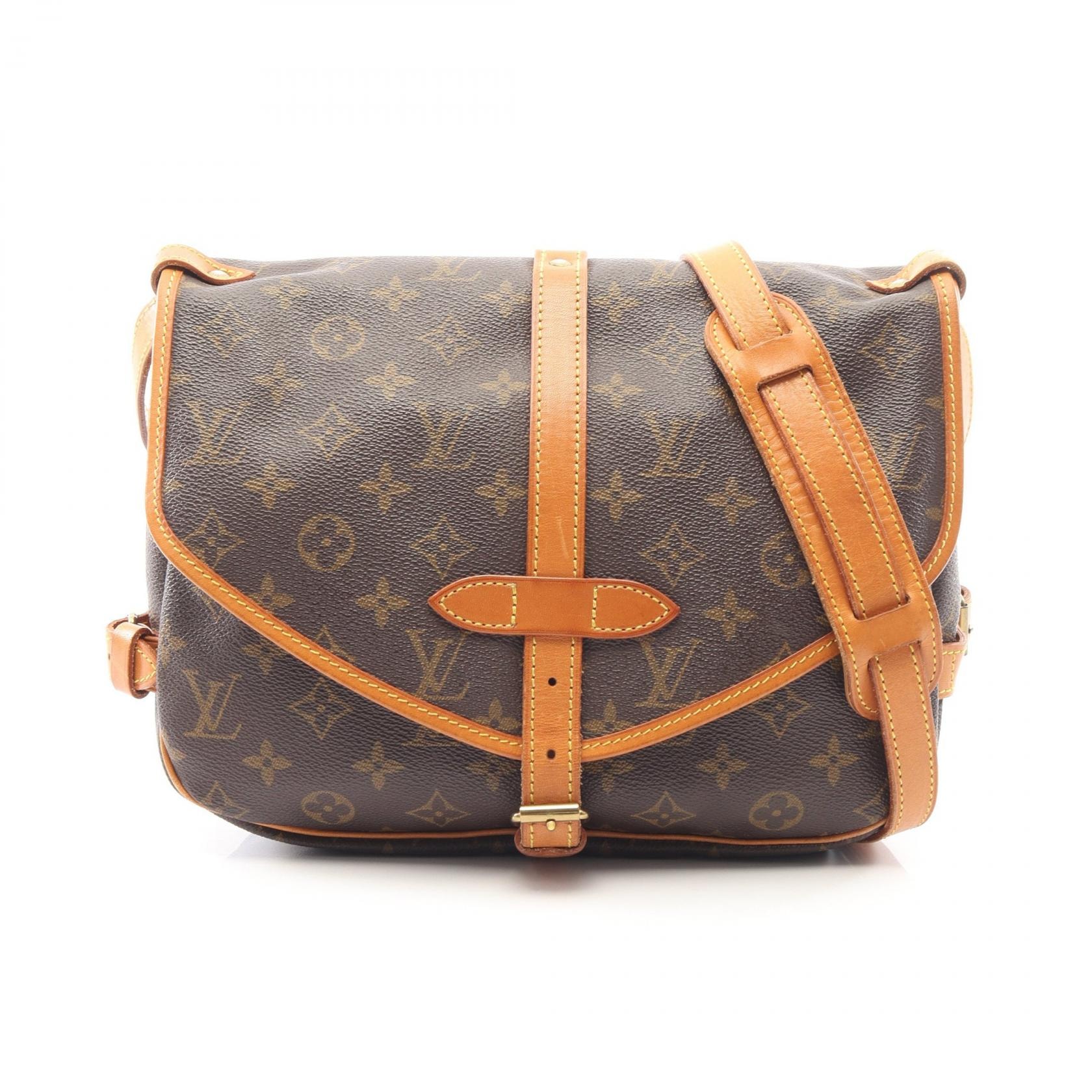 ルイ・ヴィトン LOUIS VUITTON ソミュール30 ショルダーバッグ バッグ PVCコーティングキャンバス レザー モノグラム レディース ブラウン系 M42256 【中古】
