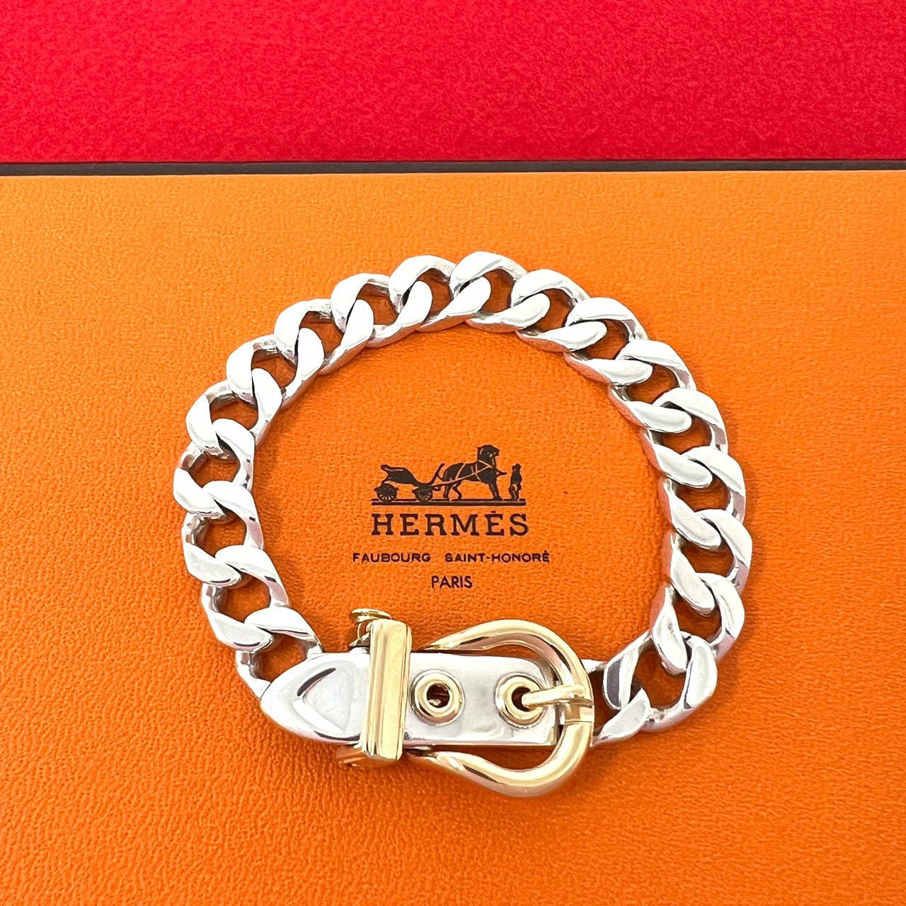 HERMES エルメス ブックルセリエ PM コンビ ブレスレット シルバー925 K18イエローゴールド ブレスレット シルバー
 10589