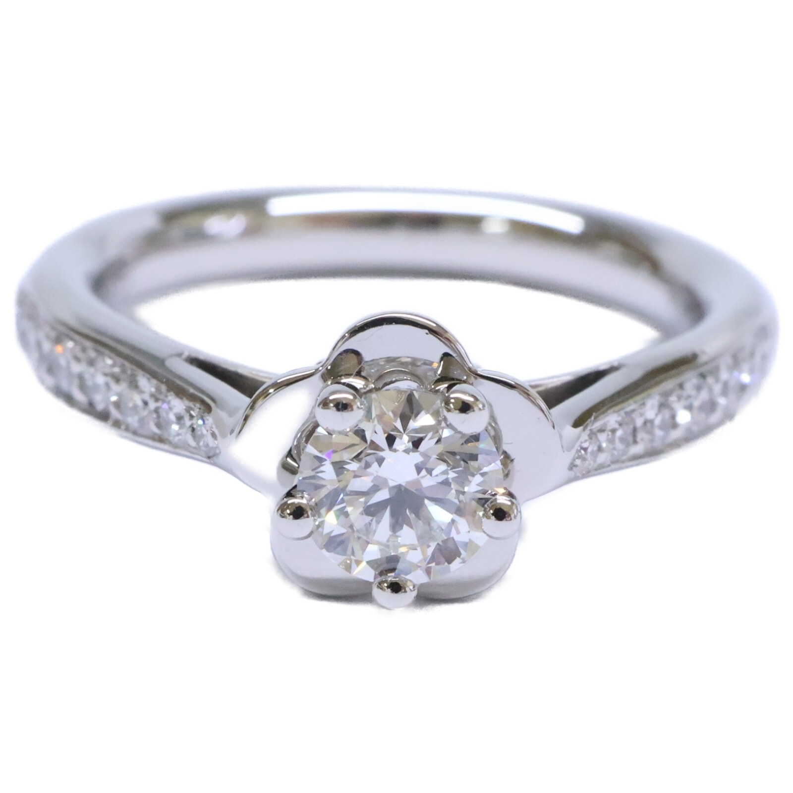 シャネル 新品仕上げ済み Pt950 CMLA Soli Pave 0.32ct カメリアハーフエタニティ 45