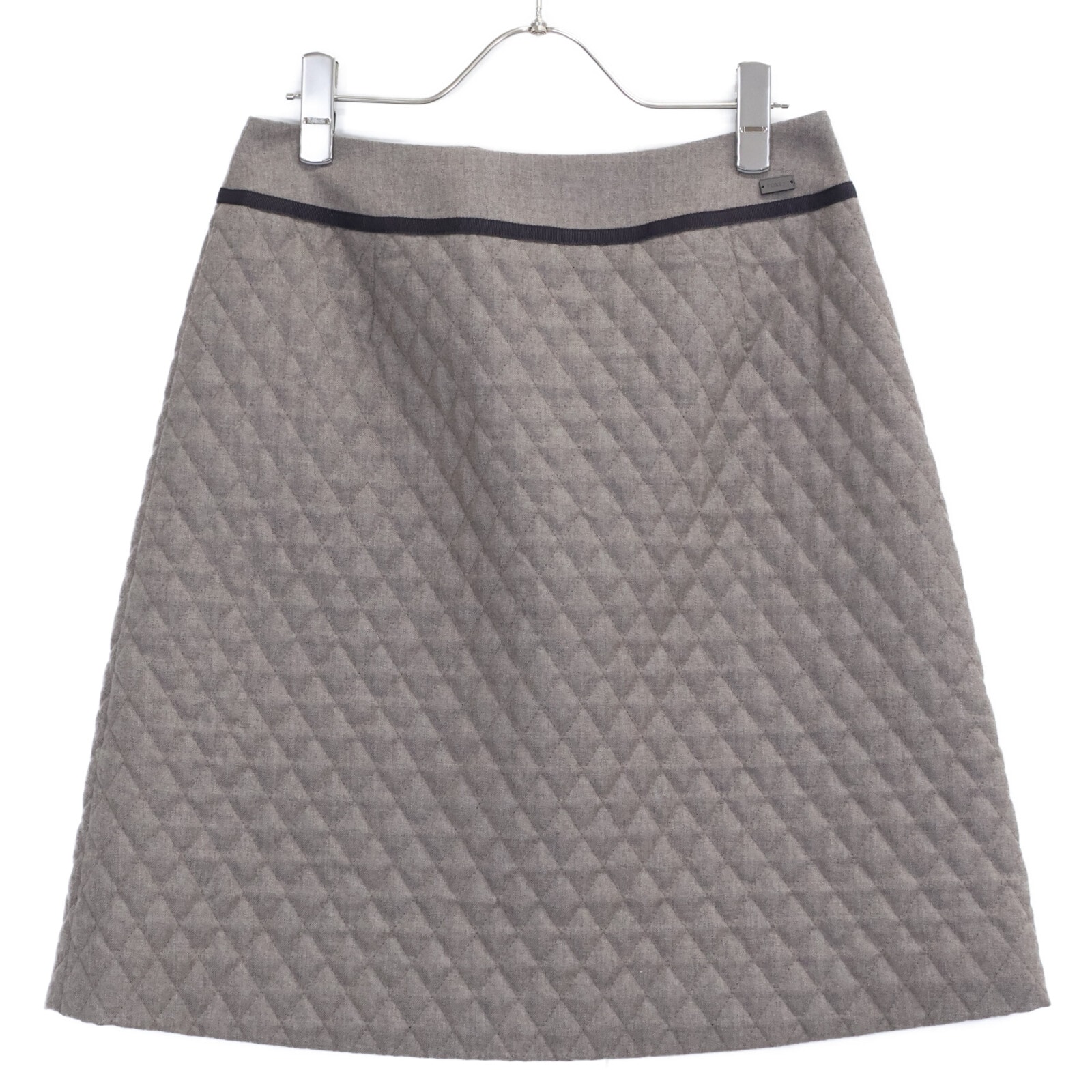 フォクシー 40127 グレージュ ウール ミディアムキルティングスカート 40