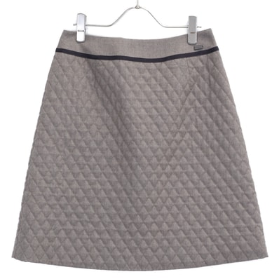 フォクシー 40127 グレージュ ウール ミディアムキルティングスカート 40