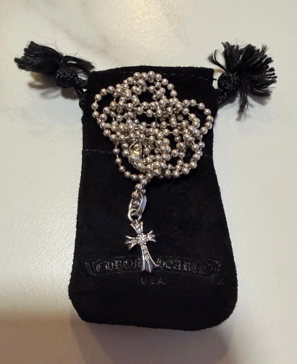 Chrome Hearts Baby Fat Cross Pave Diamond Charm "Silver"