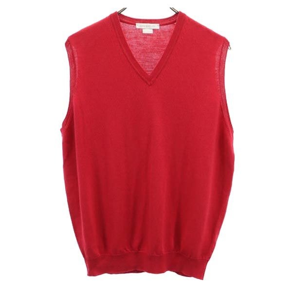JOHN SMEDLEY ジョンスメドレー イングランド製 ウール Vネック ニットベスト M レッド