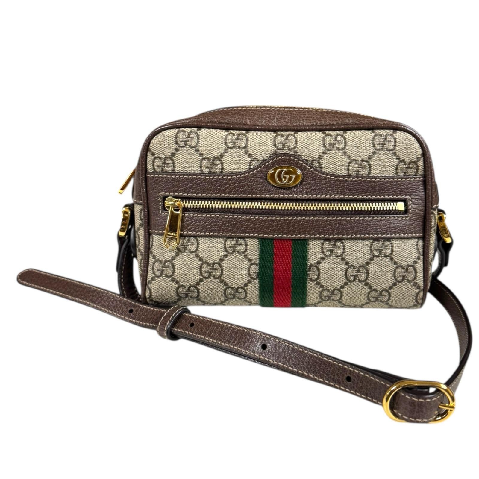 グッチ ミニバッグ オフィディア ショルダーバッグ GGスプリームキャンバス 517350 ブラウン レディース GUCCI  中古