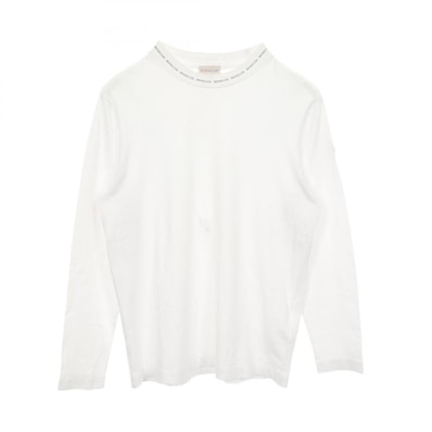 モンクレール MONCLER クルーネック 長袖Tシャツ 衣料品 トップス コットン メンズ ホワイト系 【中古】
