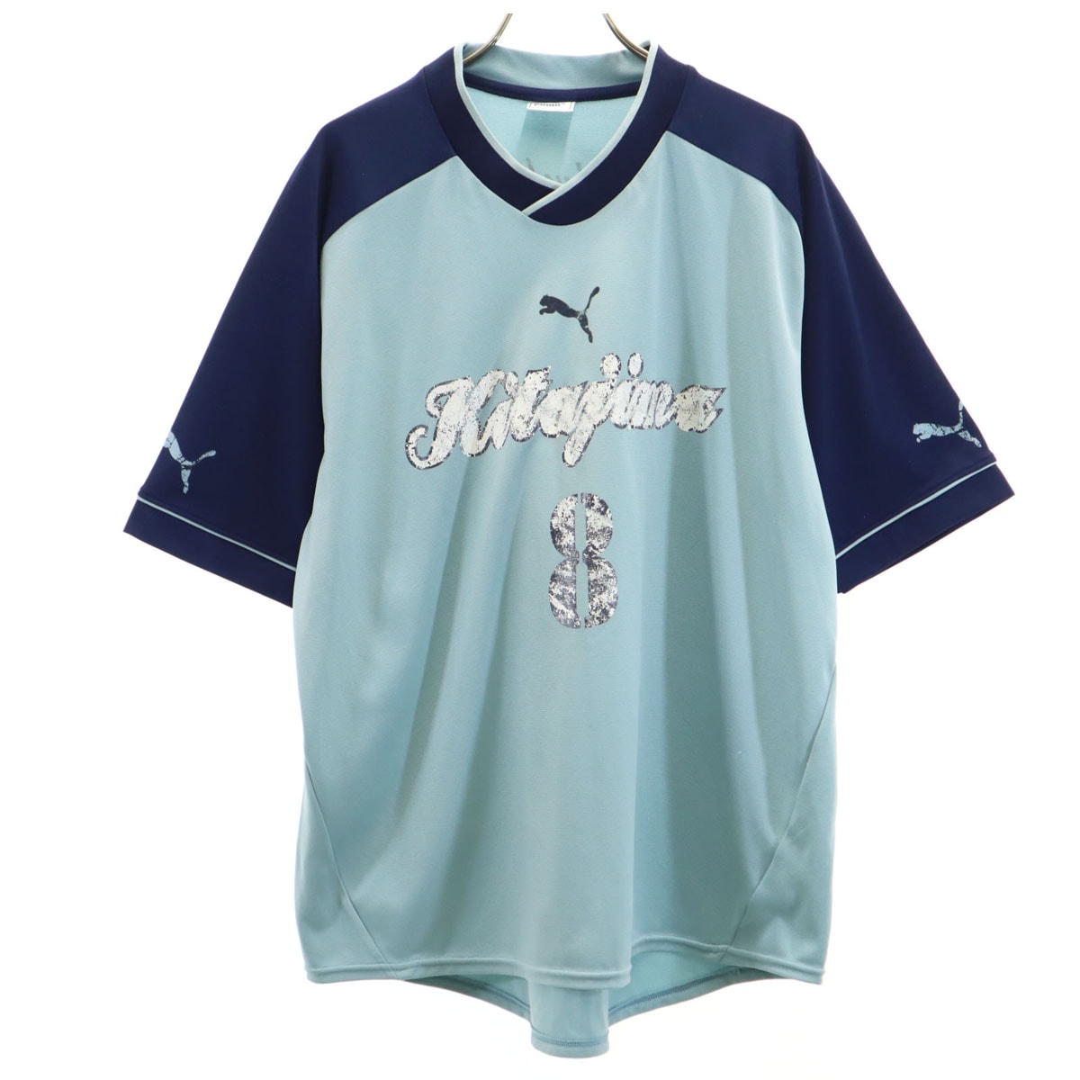 PUMA プーマ 日本製 半袖 Vネック Tシャツ O ブルー系