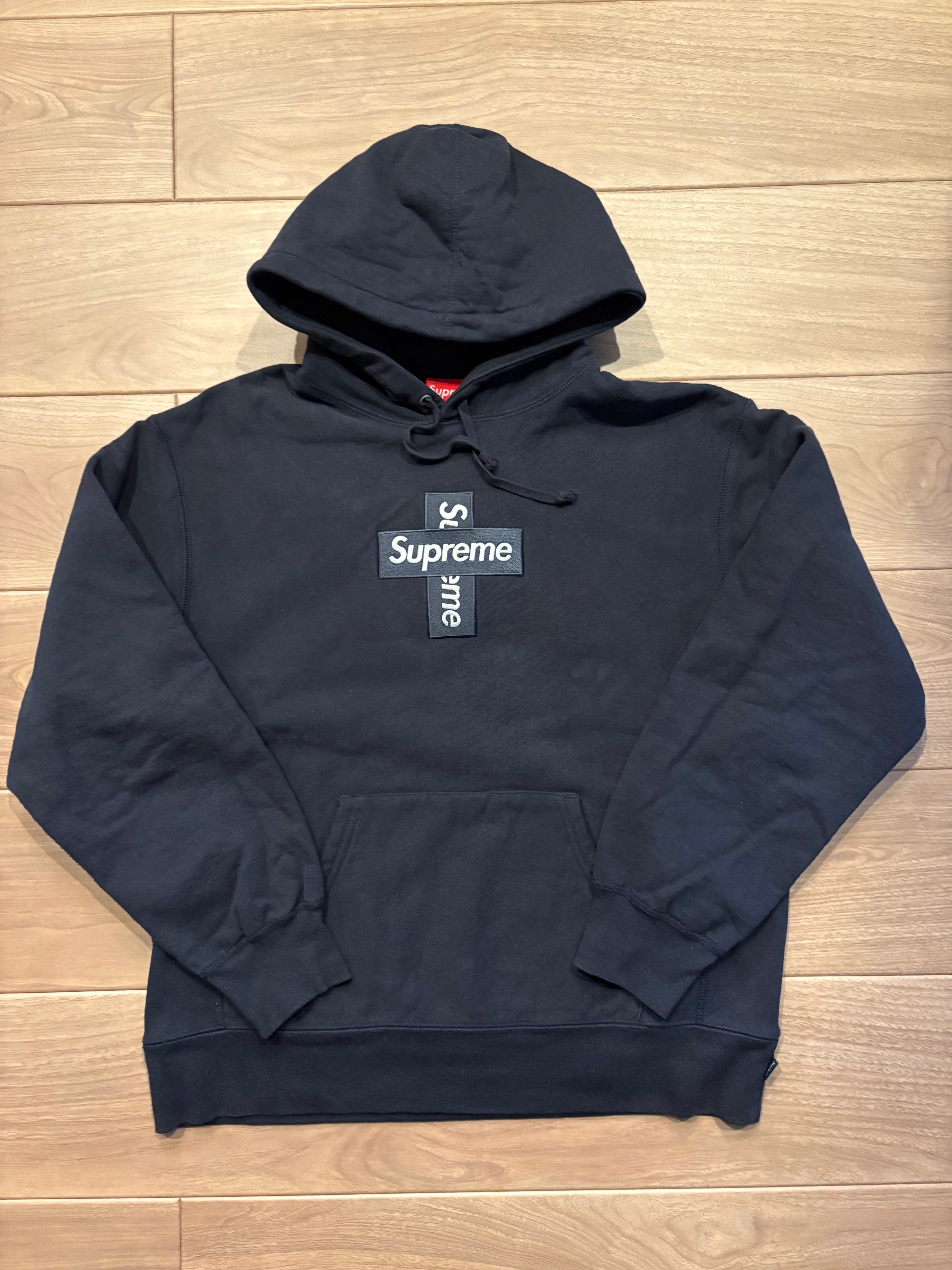 Supreme Cross Box Logo Hooded Sweatshirt "Navy"