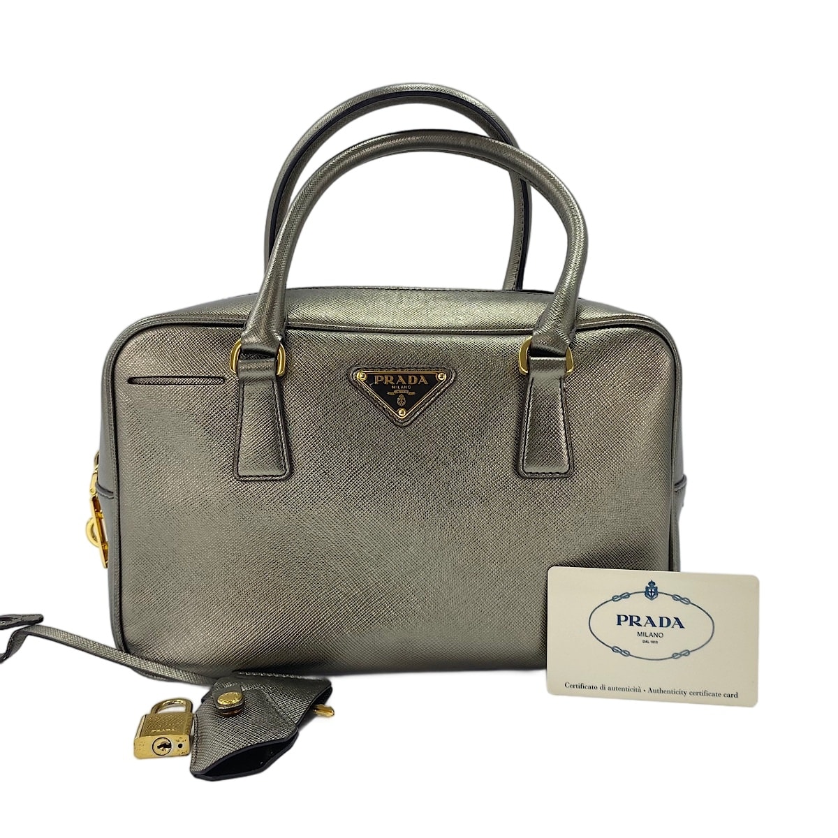 プラダ PRADA レザー サフィアーノ ハンドバッグ【中古】