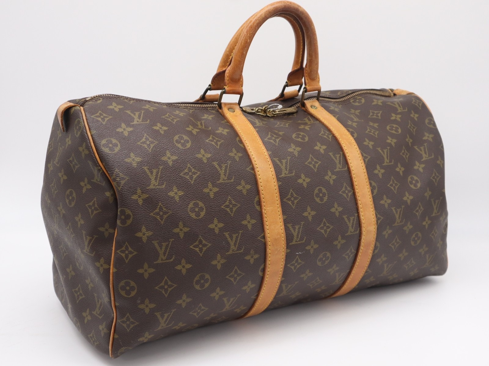 LOUIS VUITTON ルイ・ヴィトン モノグラム キャンバス キーポル50 M41426 ボストンバッグ ブラウン コーティングキャンバス レザー メンズ