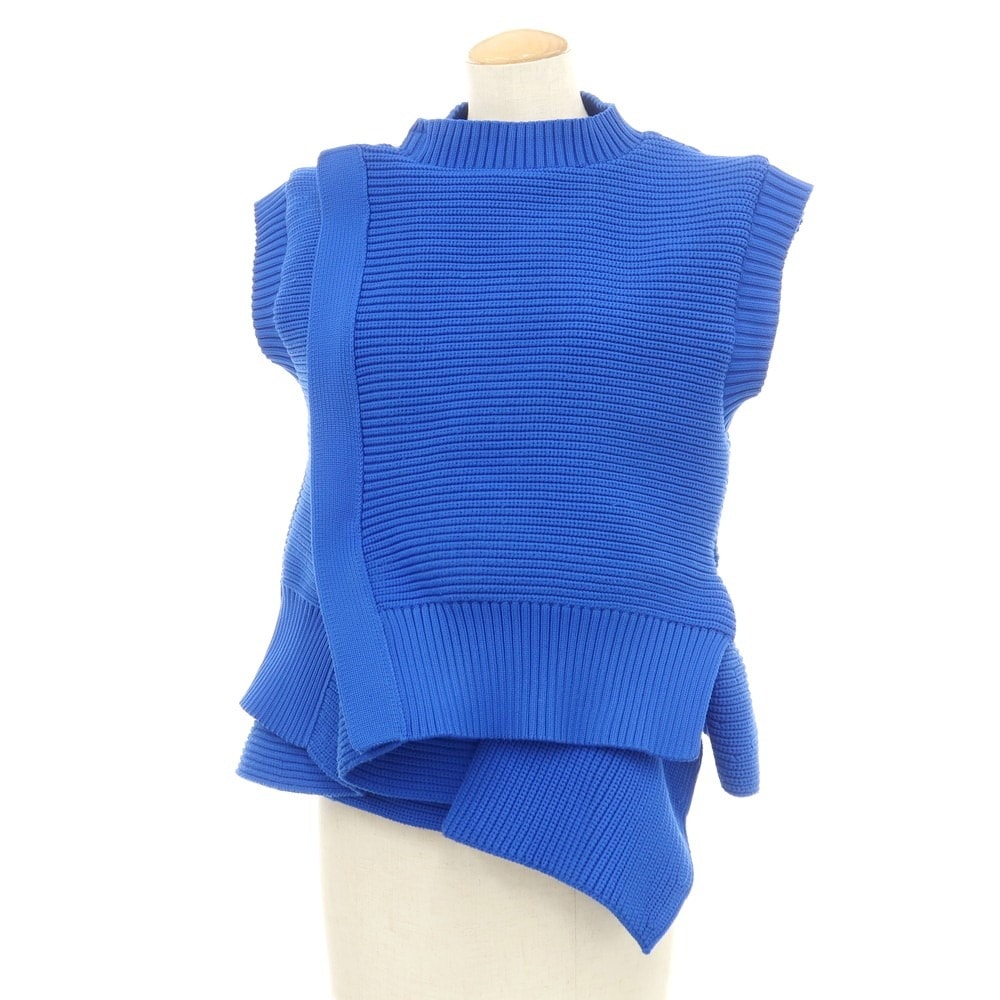 【中古】サカイ Sacai 2024年春夏 ローゲージ ポリエステル ダブルジップ ニットベスト ブルー【サイズ1】【レディース】