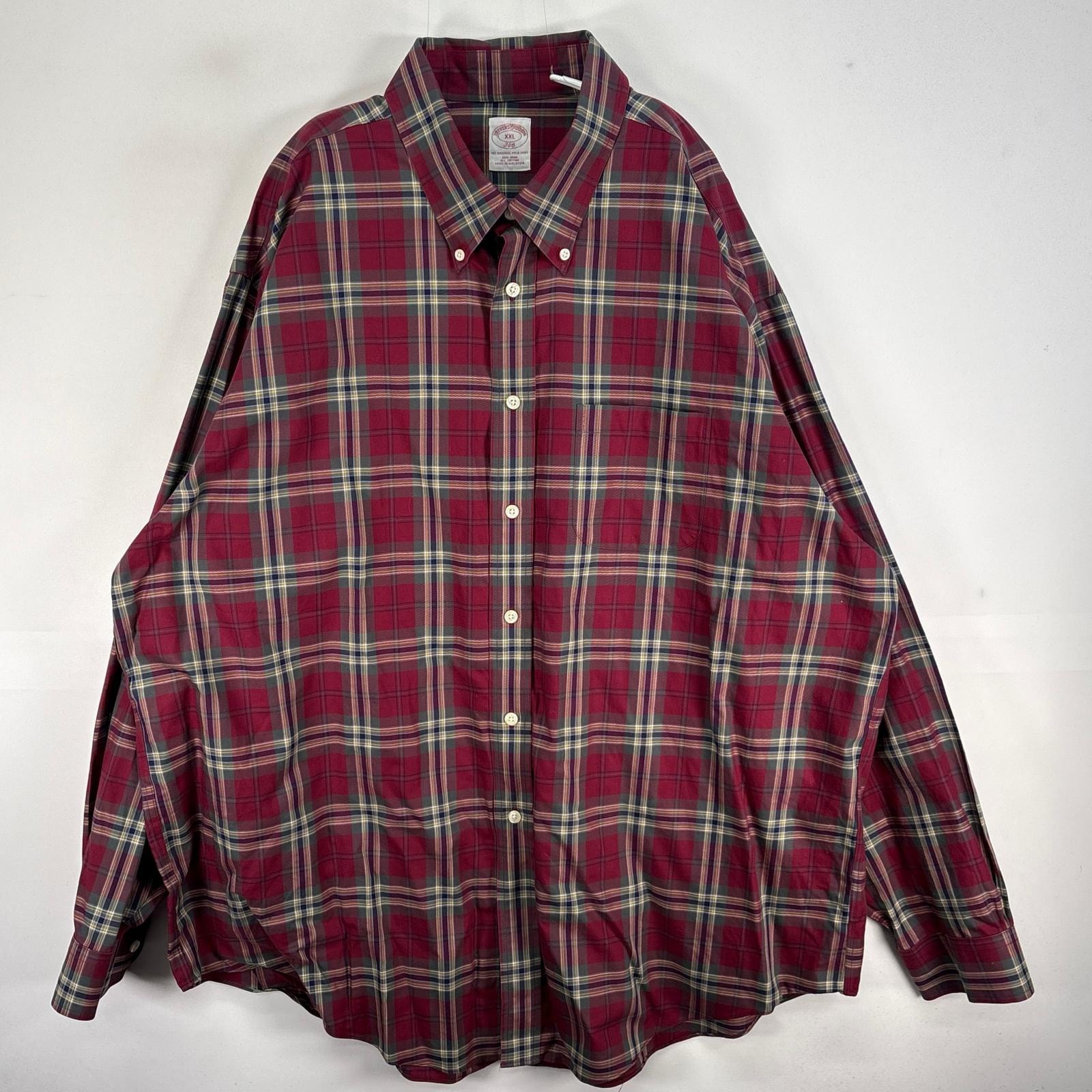 古着 ブルックスブラザーズ Brooks Brothers 長袖シャツ チェック 胸ポケ 346 2XL レッド系 マルチカラー メンズ