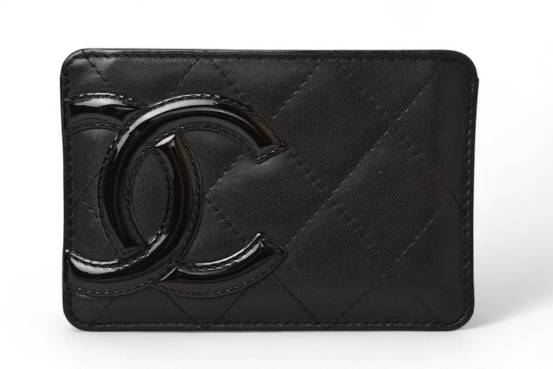 シャネル カードケース/名刺入れ CHANEL カンボンライン レザー ブラック/ブラック【中古】