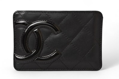 シャネル カードケース/名刺入れ CHANEL カンボンライン レザー ブラック/ブラック【中古】