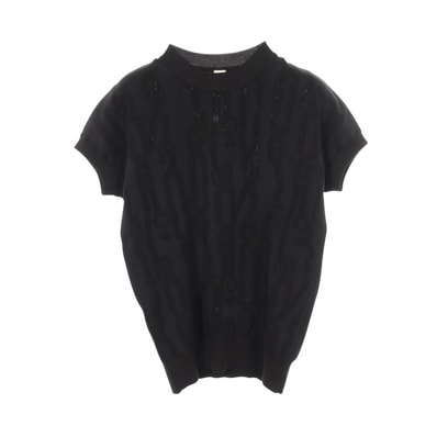 エルメス HERMES パル フロワリミックス 半袖 ニット 衣料品 トップス レーヨン シルク シルク レディース ネイビー系 / ブラック系 【中古】