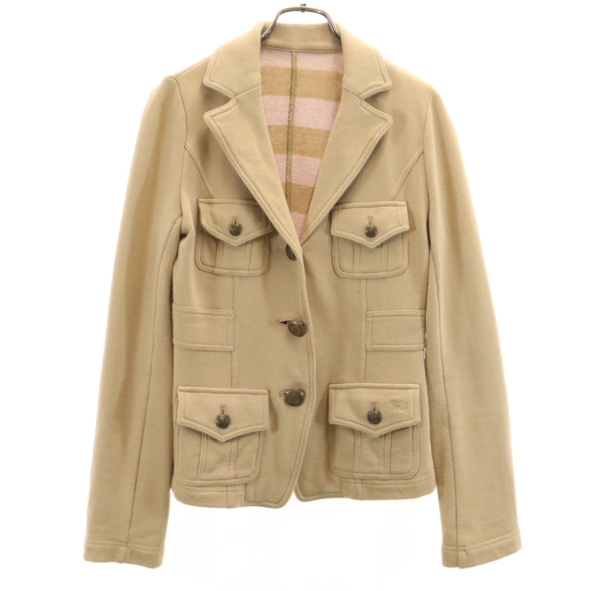 BURBERRY LONDON BLUE LABEL バーバリー ロンドン ブルーレーベル 日本製 スウェット サファリジャケット 38 ベージュ 三陽商会