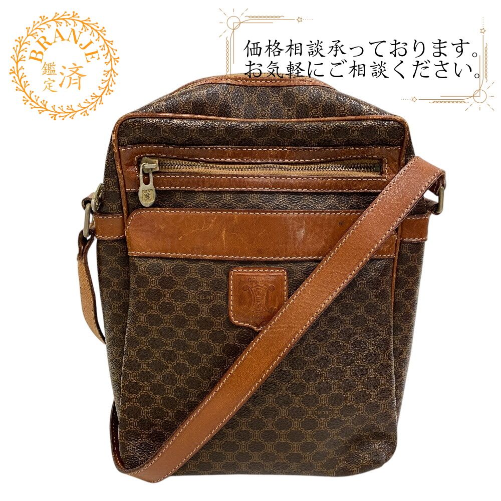 セリーヌ CELINE ショルダーバッグ ヴィンテージ マカダム ブラウン