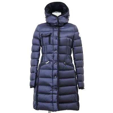 【極美品】MONCLER モンクレール ダウンコート サイズ 0 レディース HERMINE エルミンヌ ロゴ ボタン パッチ コミックラベル ナイロン100% ダウンジャケット アウター ネイビー 紺 ルーマニア製