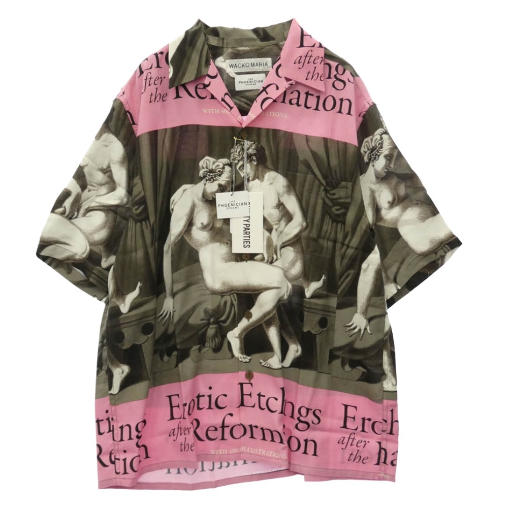 WACKO MARIA ワコマリア 26SS TPS-WM-HI04 T.P.S. S/S HAWAIIAN SHIRT TYPE-4 ハワイアン アロハ 開襟 オープンカラー 半袖 シャツ Mサイズ ピンク系 M【新古品】【未使用】【中古】