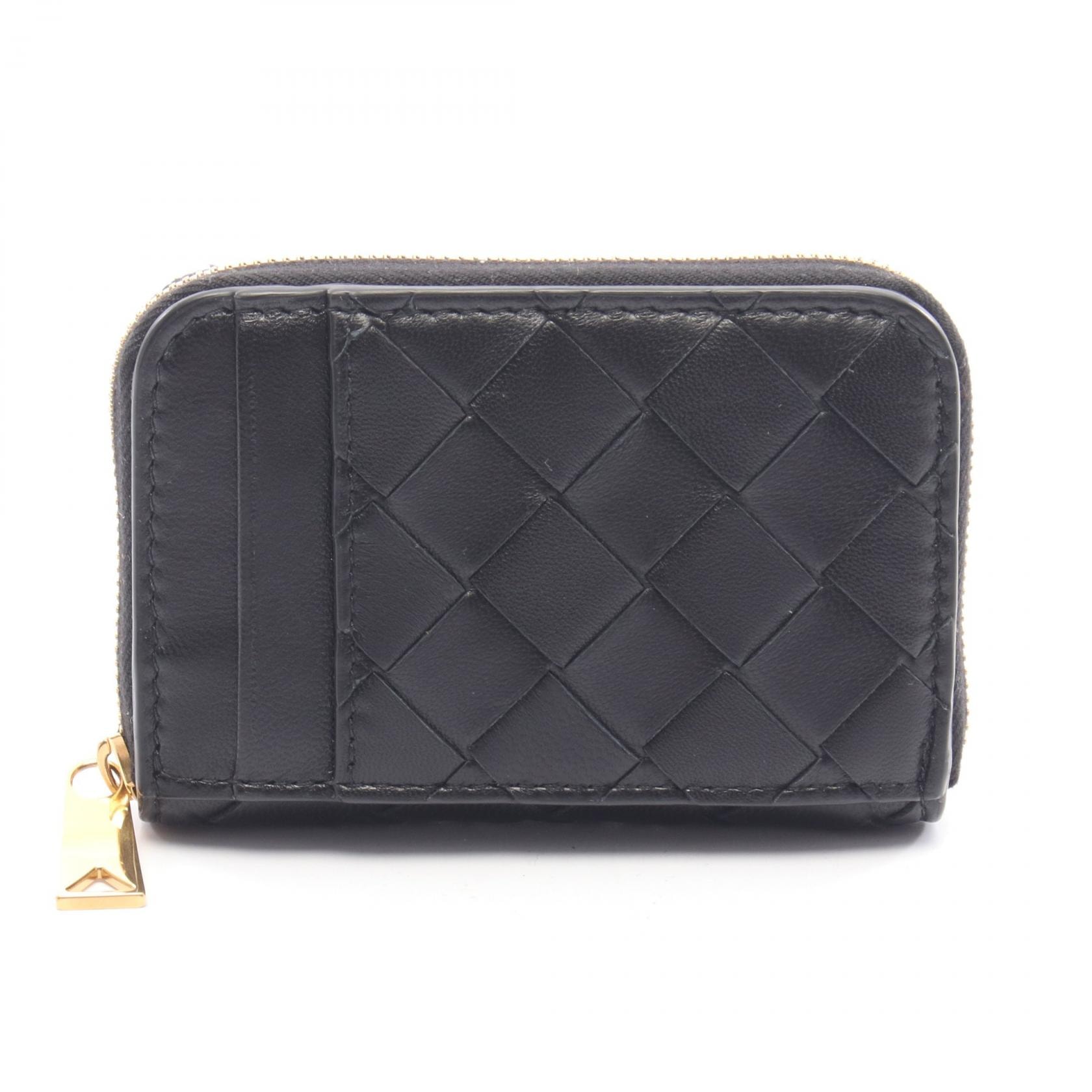 ボッテガヴェネタ BOTTEGA VENETA タイニー ジップアラウンドウォレット コインケース 財布 レザー レディース ブラック系 749933VCPP38425 【中古】