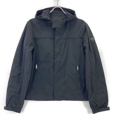 プラダ SGN319 ブラック トライアングルプレート フーディ ナイロンジャケット XS