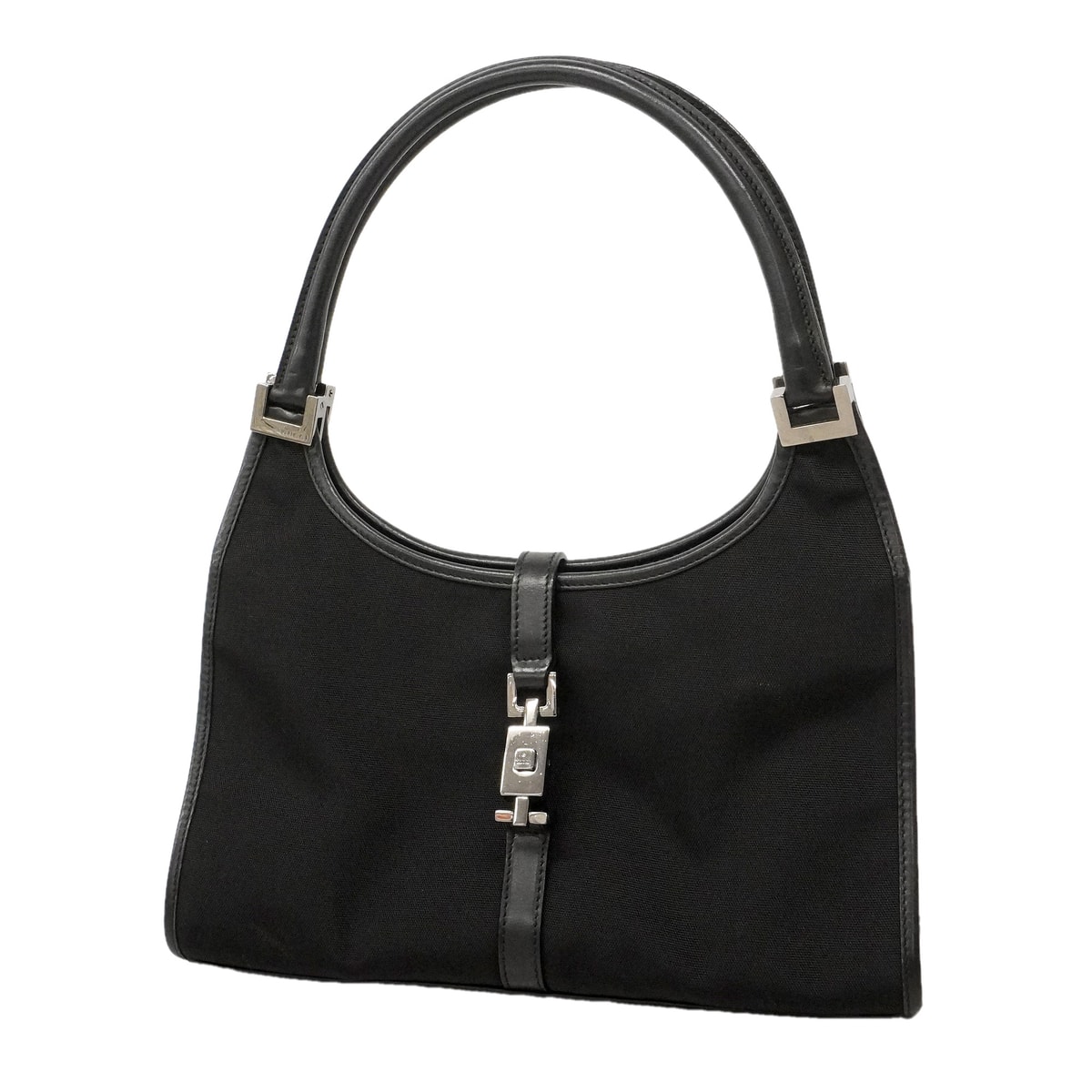 【6ie6891】グッチ ハンドバッグ ジャッキー 002 1068 キャンバス ブラック シルバー金具【中古】レディース