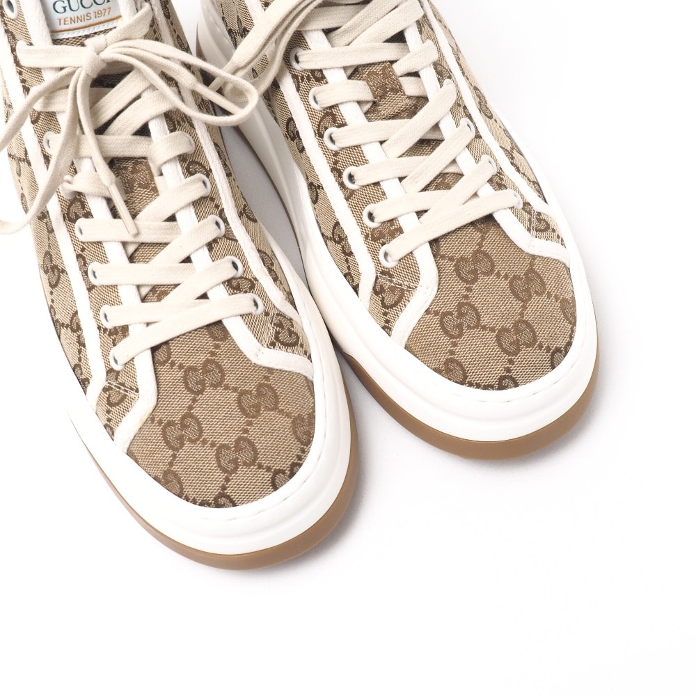Gucci GGパターン ハイカットスニーカー A (未使用に近い)】□美品□GUCCI グッチ グッチテニス1977 スニーカー