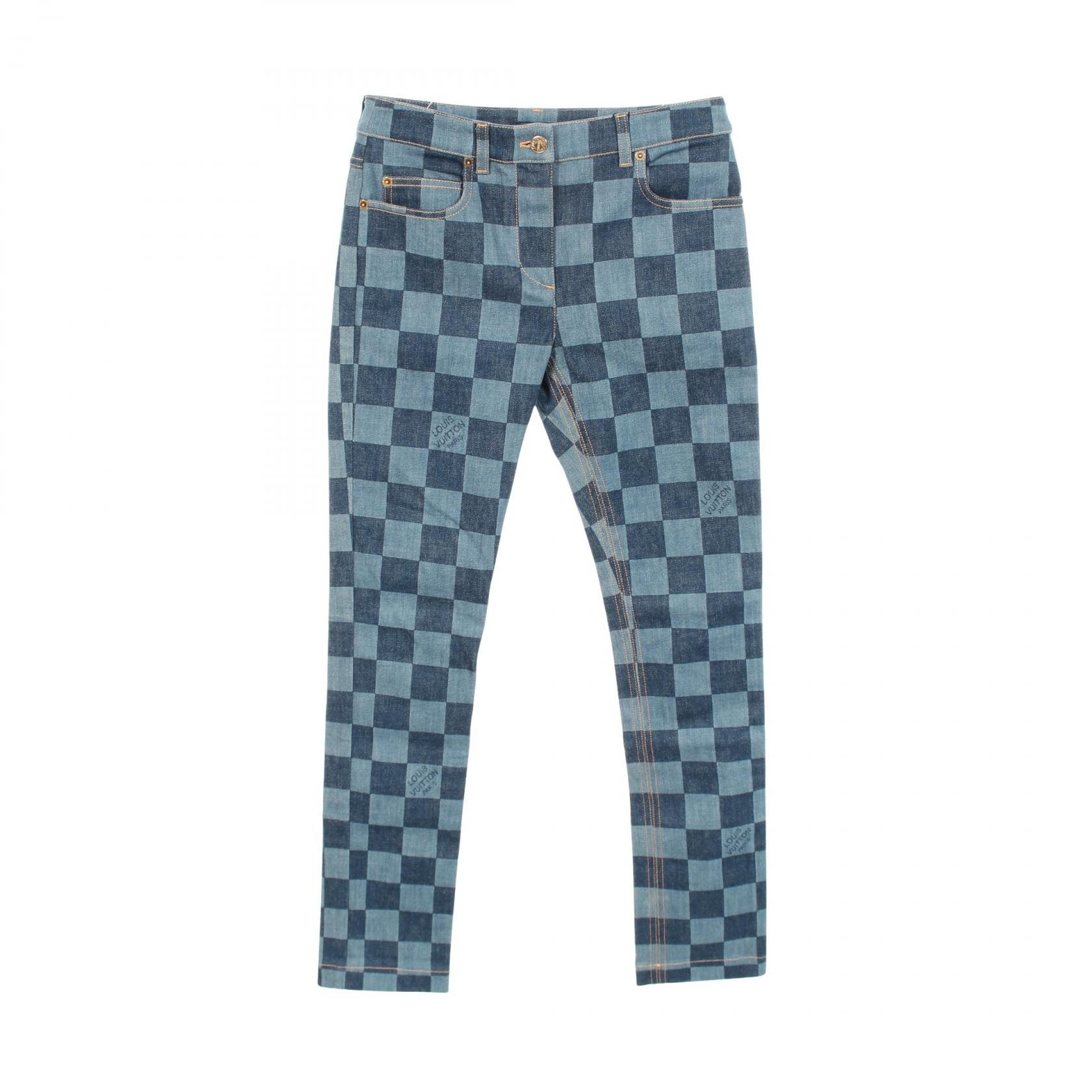 ルイ・ヴィトン LOUIS VUITTON ダミエ デニムパンツ 衣料品 ボトムス コットン レディース ネイビー系 FHPA080UY 【中古】