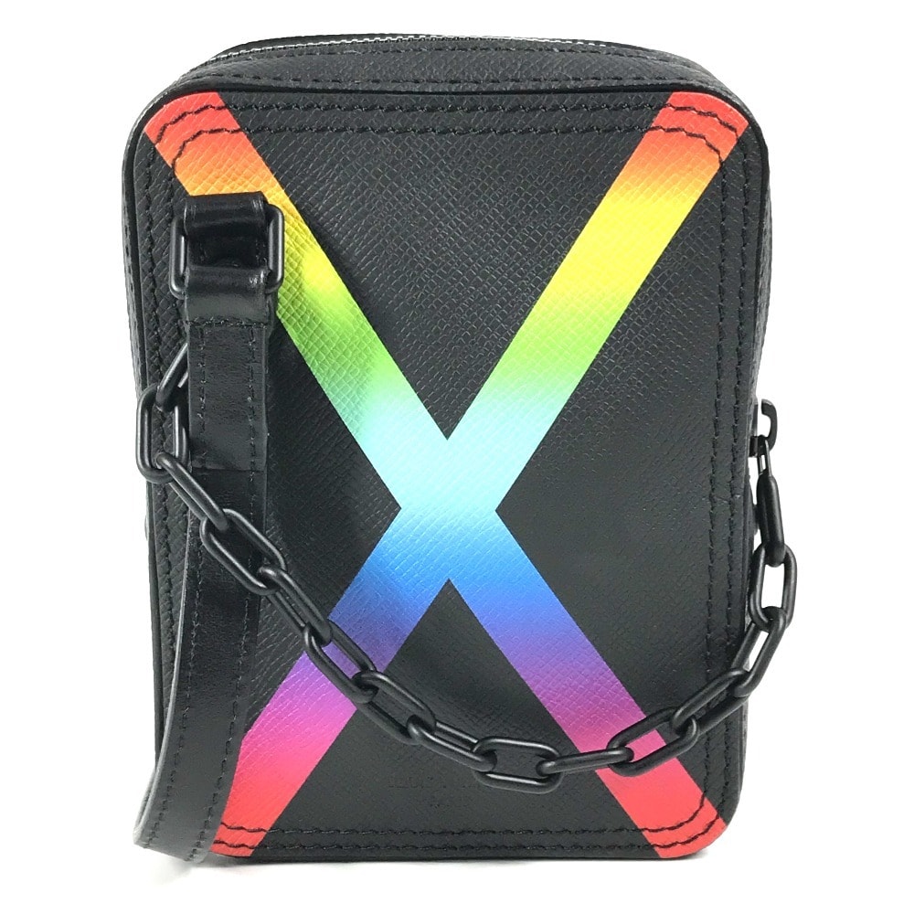 ルイヴィトン LOUIS VUITTON ダヌーブ・メッセンジャー M30332 タイガ レインボー カバン 斜め掛け ポシェット ショルダーバッグ タイガレザー ブラック 美品