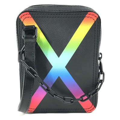 ルイヴィトン LOUIS VUITTON ダヌーブ・メッセンジャー M30332 タイガ レインボー カバン 斜め掛け ポシェット ショルダーバッグ タイガレザー ブラック 美品