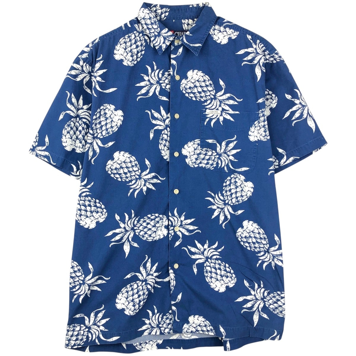 古着 ラルフローレン Ralph Lauren CHAPS チャップス 総柄 パイナップル柄 ハワイアンアロハシャツ メンズM相当 ボックスシャツ/eaa478018