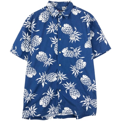 古着 ラルフローレン Ralph Lauren CHAPS チャップス 総柄 パイナップル柄 ハワイアンアロハシャツ メンズM相当 ボックスシャツ/eaa478018