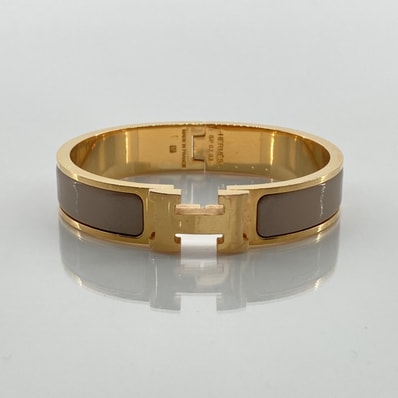 HERMES(エルメス) クリックH PM エナメル×ゴールドプレーテッド バングル マロングラッセ×ゴールド