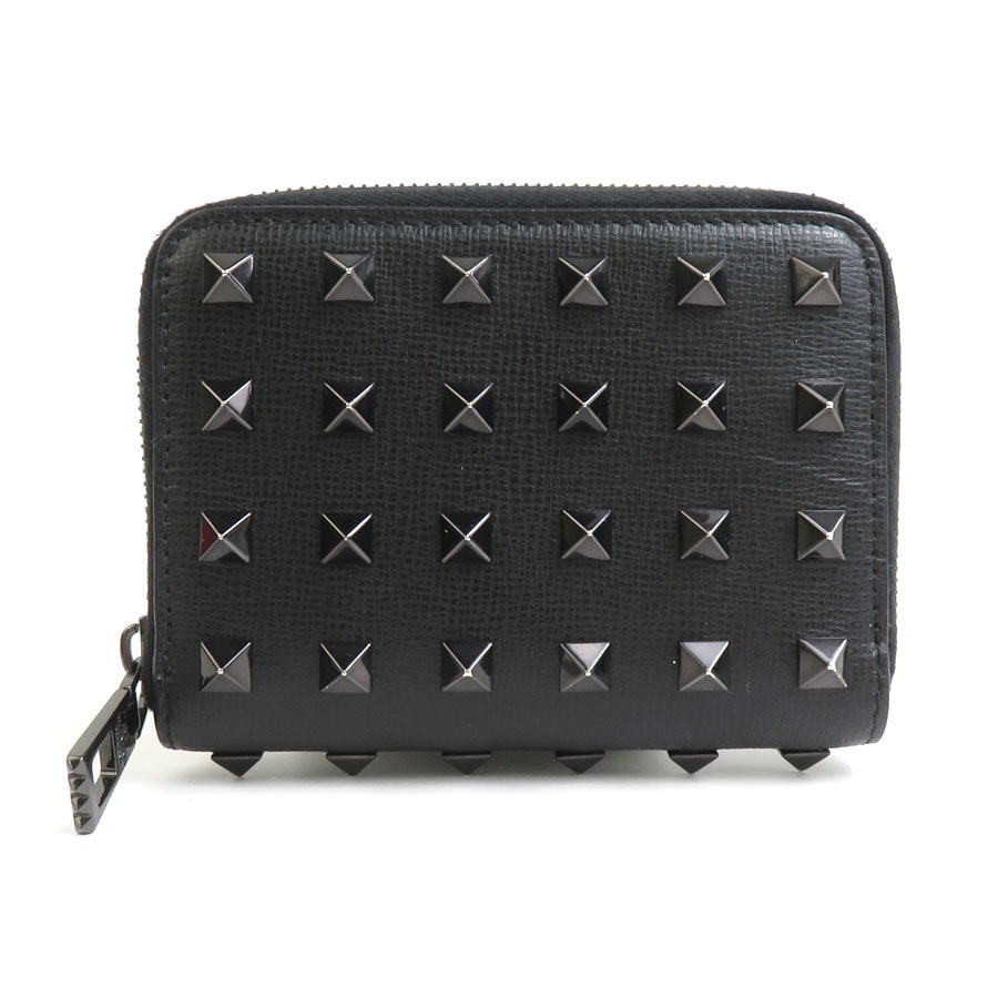 ヴァレンティノ ガラヴァーニ Valentino Garavani コインケース ショルダーウォレット レザー ブラック ユニセックス【中古】 55870i