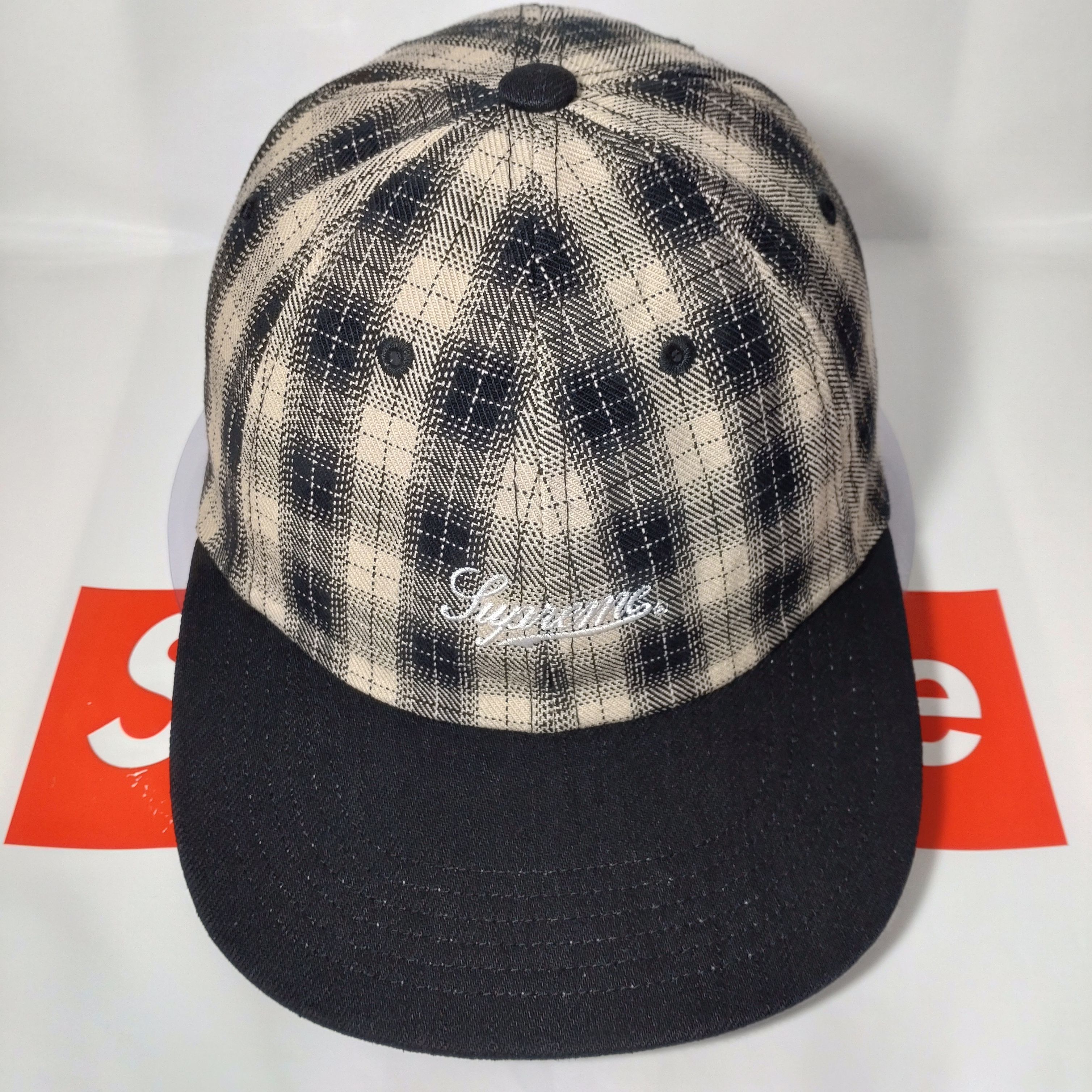 Supreme Script Logo 6-Panel "Black Plaid"