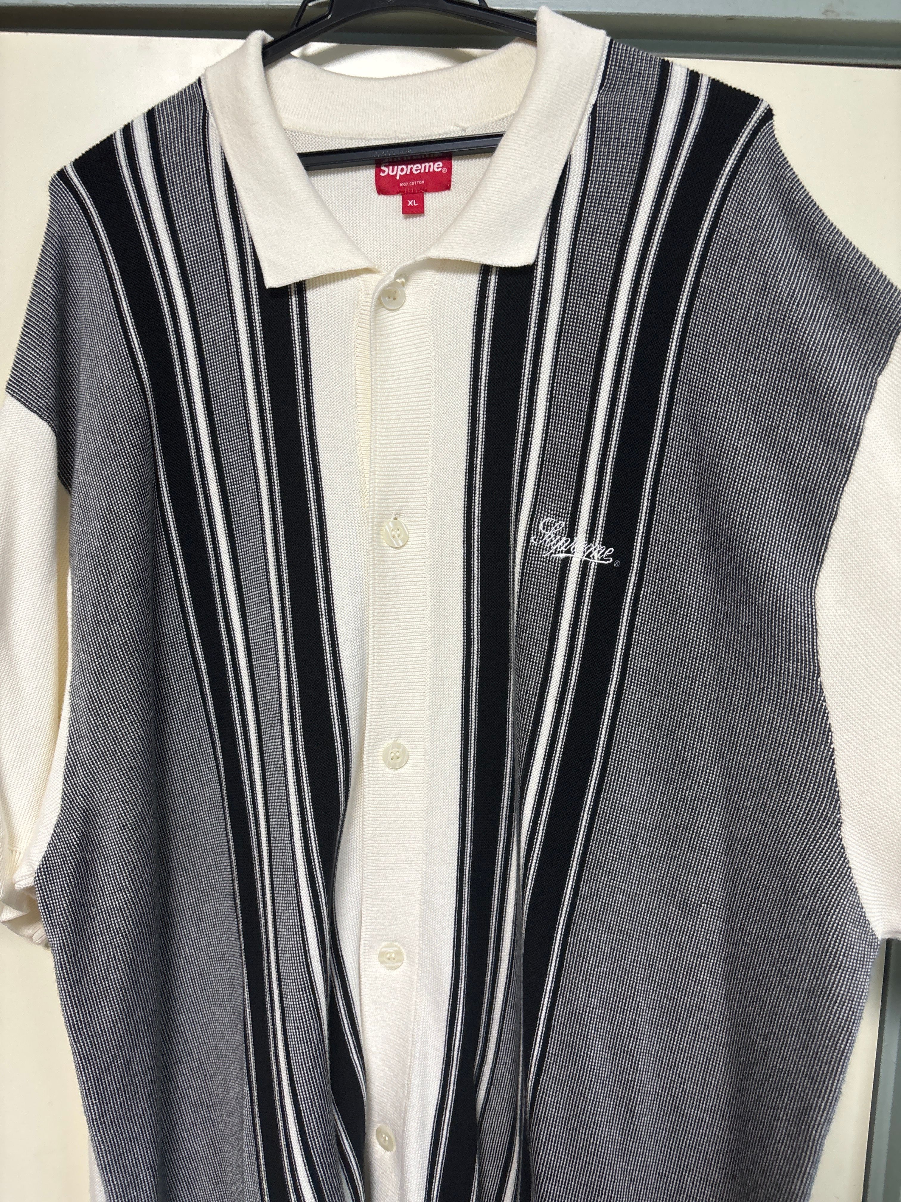 Supreme Stripe Button Up Polo "White"