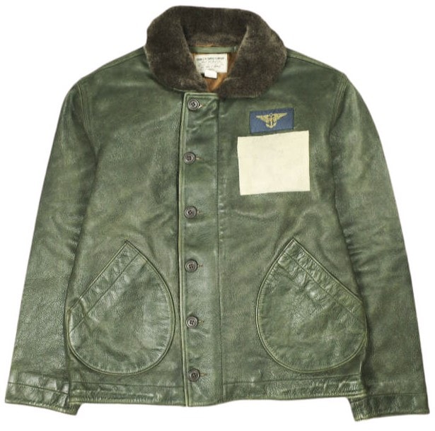 新品 RRL ダブルアールエル 26SS シアリングカラー レザージャケット MNRROTW16020194 / 782P05093001 S Vintage Olive 革ジャン Double RL N-1 デッキ アウター g26721